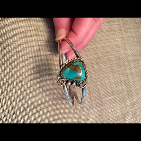 Native American Helen Harrison Turquoise Sterling Cuff Bracelet over 14g - Picture 3 of 11
